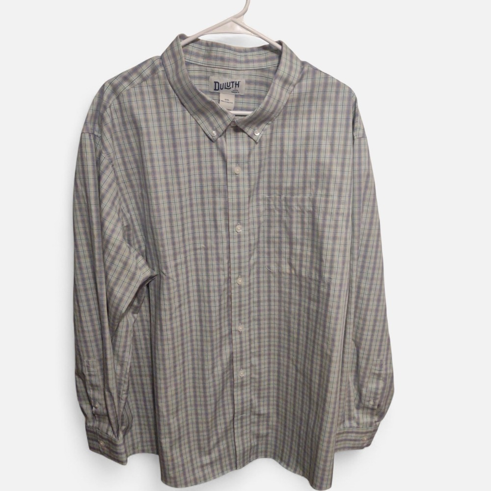 Duluth Trading Co Button Down Shirt Plaid 2XL Classic Preppy Business Casual